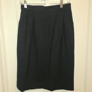 Vintage JH Collectibles Wool Pencil Skirt Size 12 Black USA Made Lined Back Slit